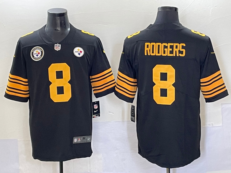Men Pittsburgh Steelers #8 Rodgers Black Nike Limited NFL 2025 Jersey 003->pittsburgh steelers->NFL Jersey